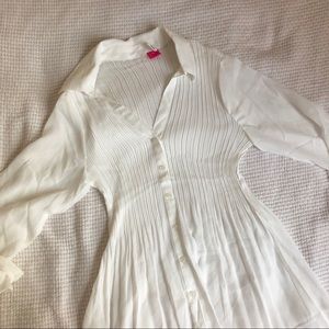 Long White Button Blouse